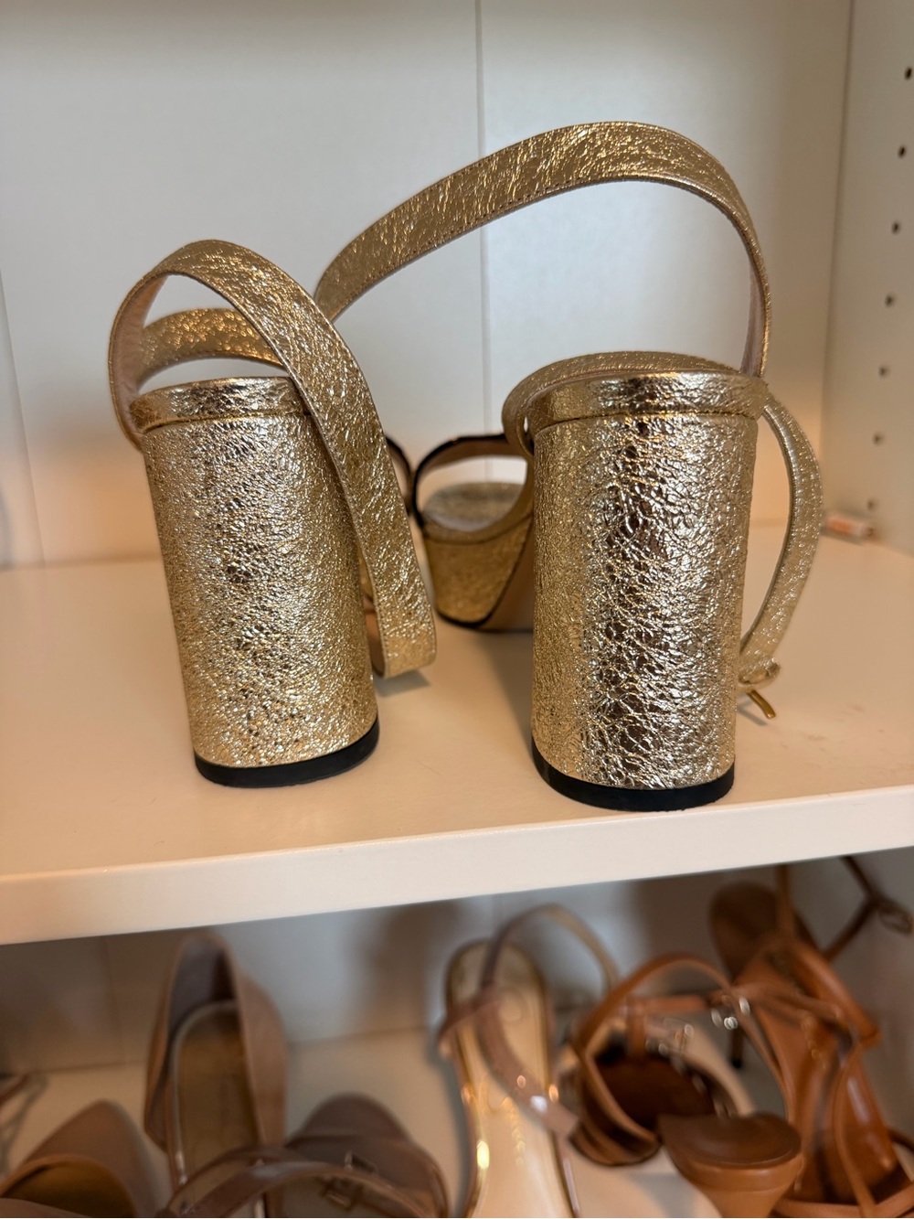 Gucci Metallic Gold Glitter Platform Sandals with Double G, make an offer :) - Picture 4 of 7